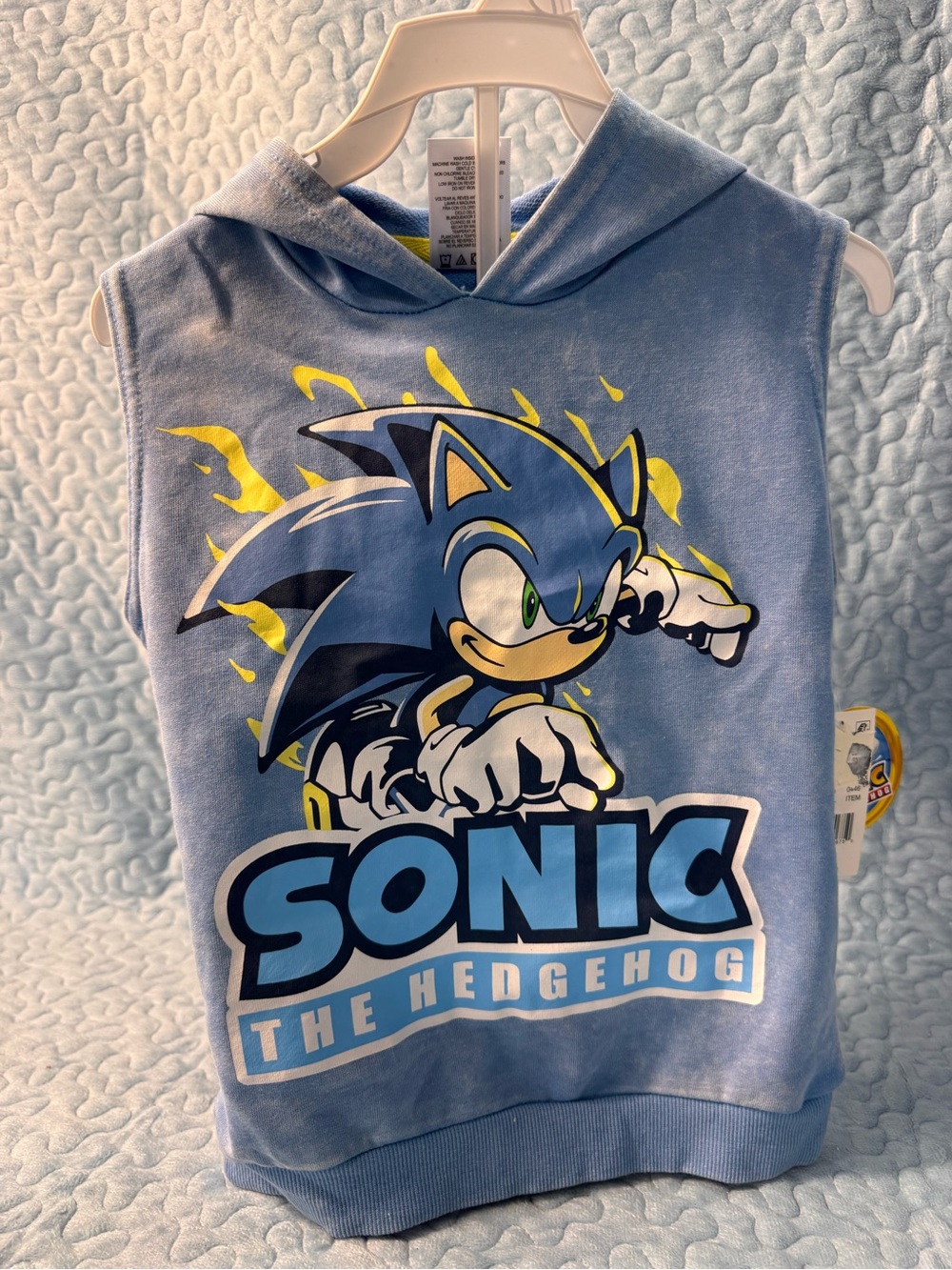 Sonic the Hedgehog Boys' Blue Sleeveless Hoodie